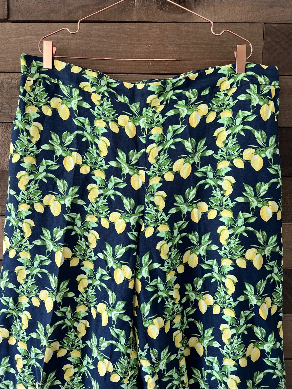 LOFT Women's Lemon Print Fluid Linen Wide Leg Crop Pants Size XXL - Picture 3 of 8